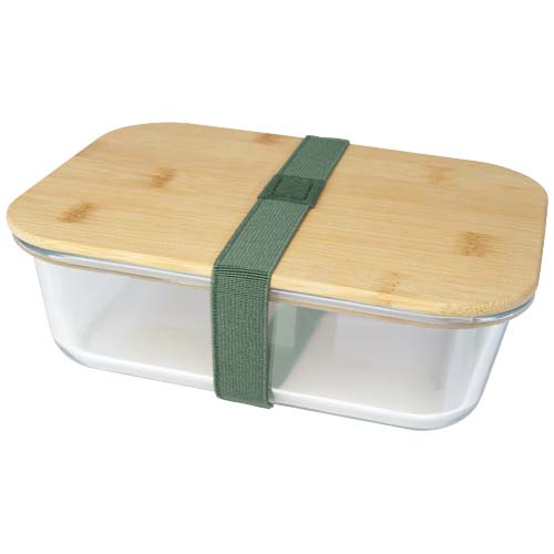 Boîte repas personnalisée en verre et bambou Roby Vert bruyère